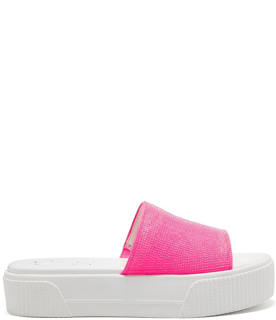 Jessica Simpson Ezira Athleisure Rhinestone Flatform Slides