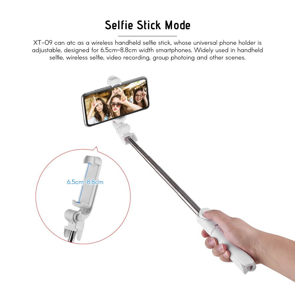 5-Section Extendable Selfie Stick Integrated Universal Phone Holder Tabletop Tripod with BT Remote Controller 10m Wireless Control for iPhone Samsung Huawei Xiaomi Phones