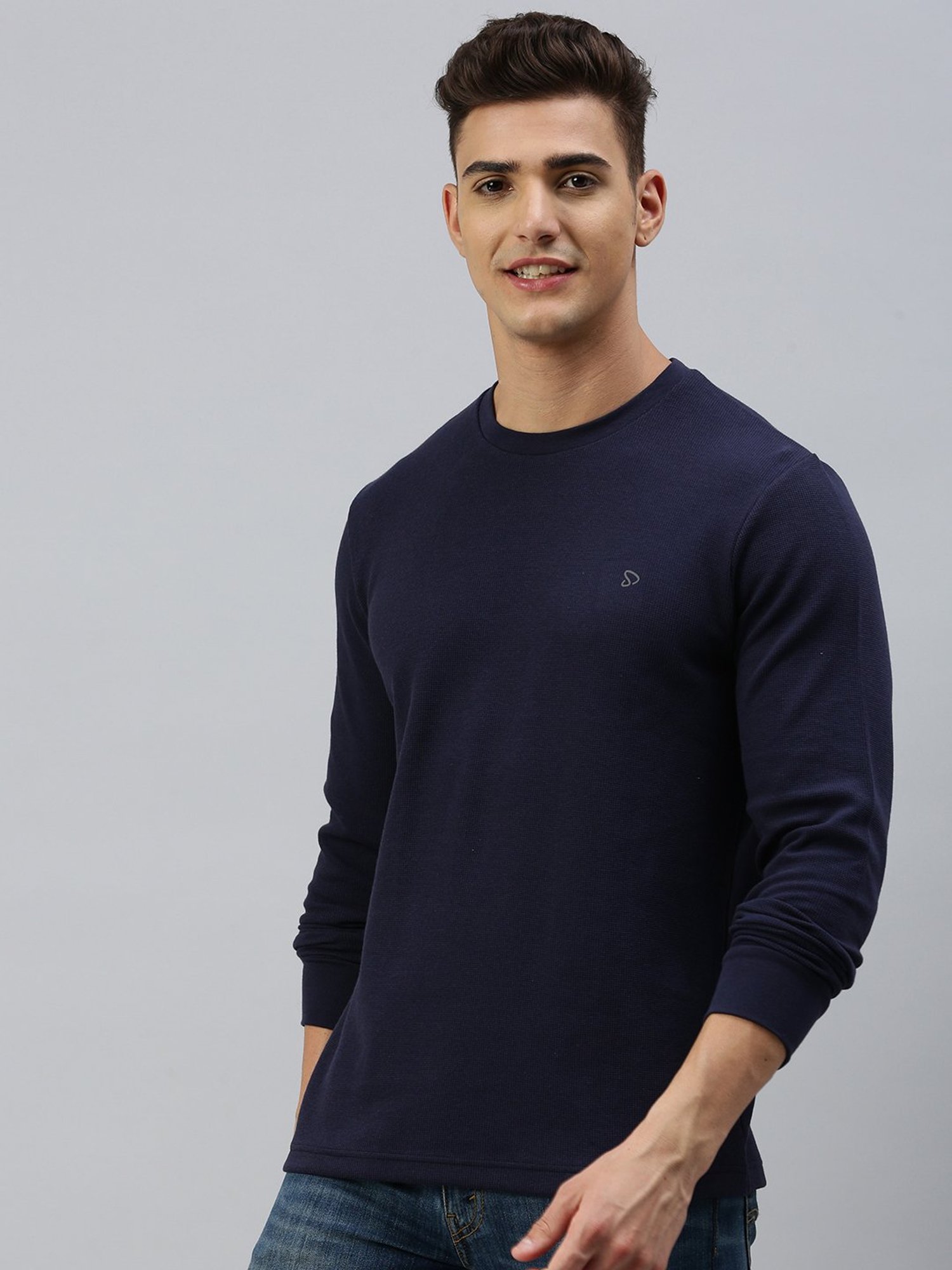 Sporto Navy Regular Fit Crew T-Shirt
