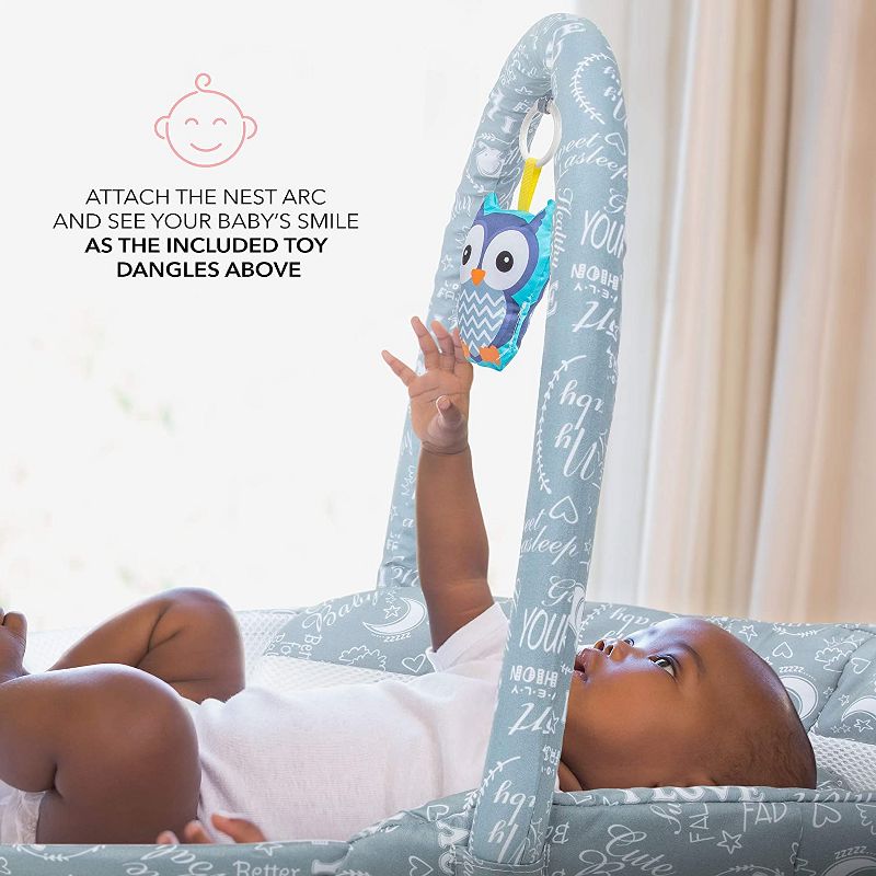 Lil&rsquo; Jumbl Snuggle Nest Bed, Foldable Baby Travel Bassinet Sleeper, Hanging Toy, Built-in Night Light, Music Player, Pillow, Matters & Carry Handle Included, Comfortable Portable Washable Baby Lounger