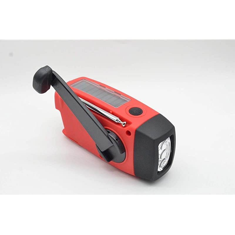 Emergency Hand Crank Self Powered AMFM NOAA Solar Weather Radio with LED Flashlight 1000mAh Power Bank for iPhoneSmart Phone 088 red