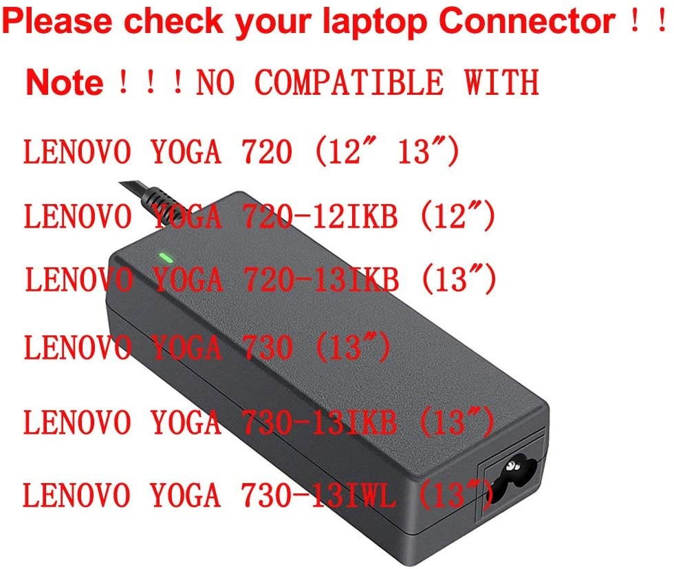 90 Watt Square Tip AC Charger Fit for Lenovo Yoga 730-15 720-15 720-15IKB 730-15IKB 730-151KB 730-15IWL 730 81CU 15.6 Inches Laptop Power Supply Adapter Cord