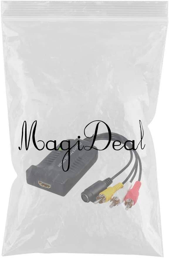 MagiDeal AV CVBS to HDMI Converter Male Composite Female RCA S-Video to HDMI Adapter Support 1080P for TV VHS VCR DVD
