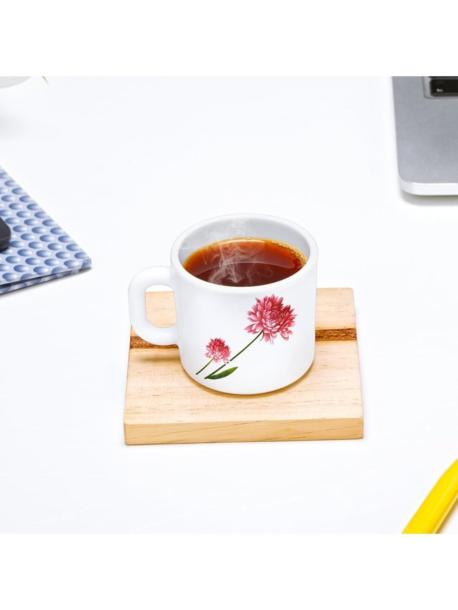 Larah by Borosil White Ceramic Tea & Coffee Mug - Set fo 6 100ml