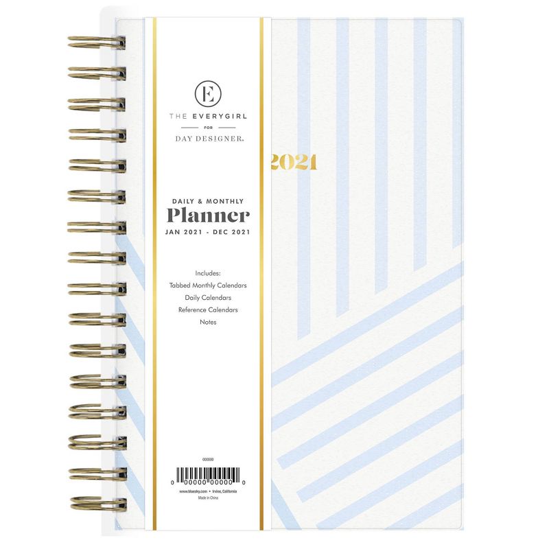 2021 Planner 5" x 8" Frosted Plastic Daily/Monthly Wirebound Hannah Blue - The Everygirl Planner