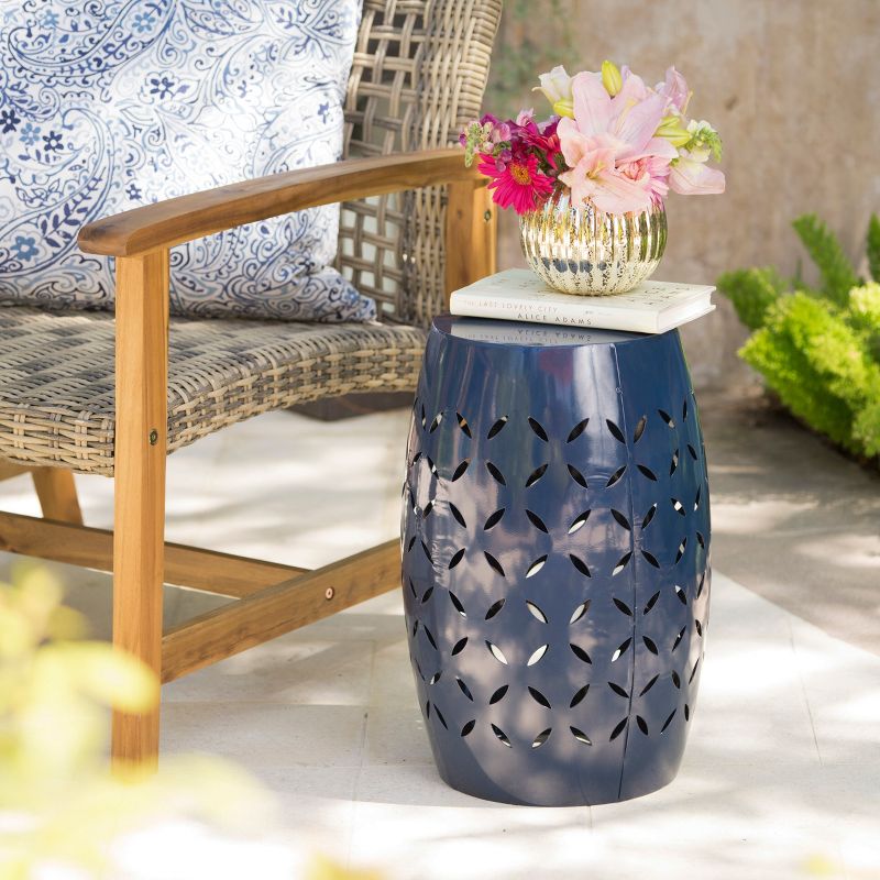 Lilac 12" Iron Side Table - Dark Blue - Christopher Knight Home