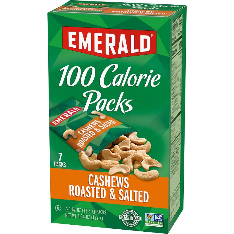 Emerald 100 Calories Cashews Roasted and Salted - 4.41oz/7ct