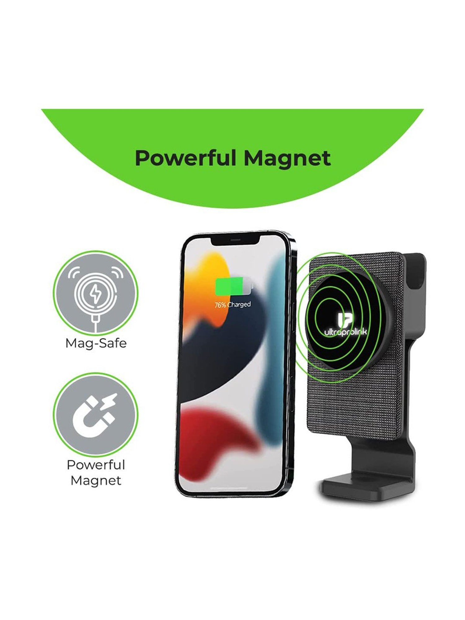 ULTRAPROLINK Vylis Auto20 UM1140, 20W Mag-safe 3-in-1 Wireless Car Charger Dock (Black)