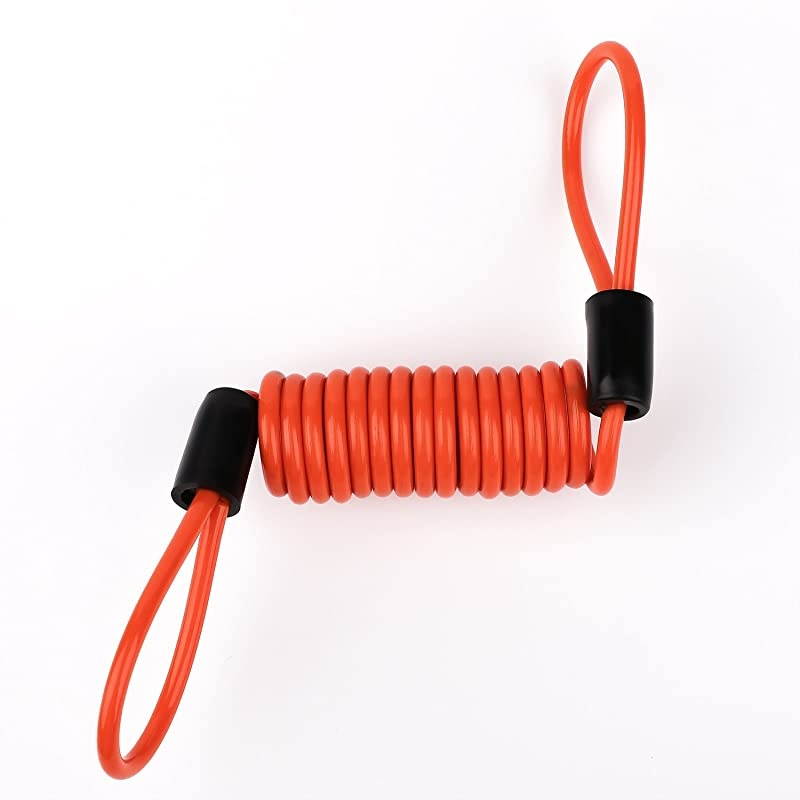 Lock Reminder Cable Bike Motorcycle Alarm Safety Lanyard Spring Coil Wire SPC001 Orange