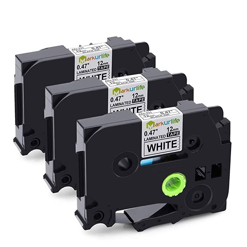 Compatible Label Tape Replacement for Brother Ptouch TZ TZe-231 TZ-231, 12mm 0.47" Laminated Tape Black on White, Compatible with Label Maker PT-D200 PT-D210 PT-P400 PT-D600 PT-1750, 2-Pack
