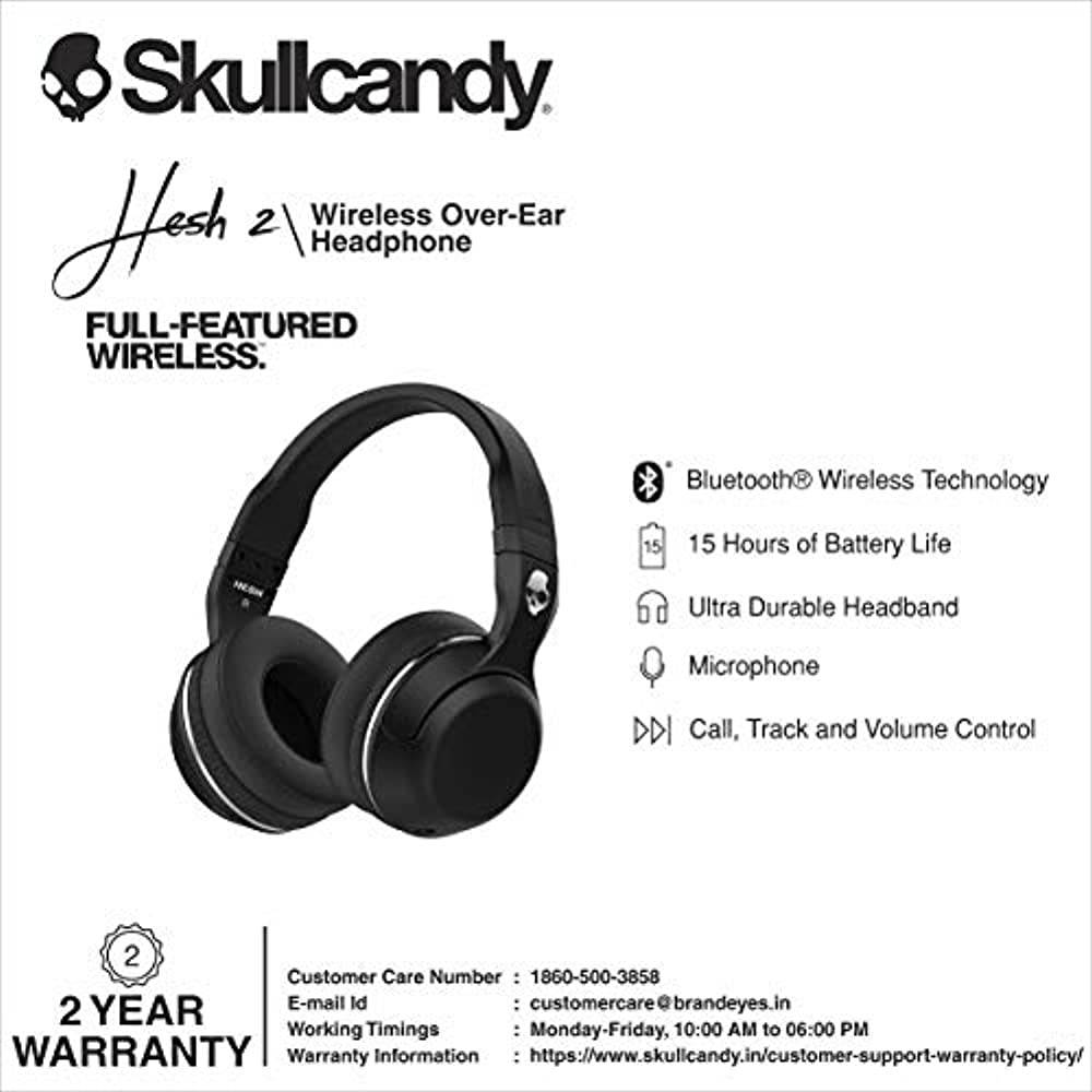 Skullcandy Bluetooth Hesh - Black Wireless Bluetooth Headphones