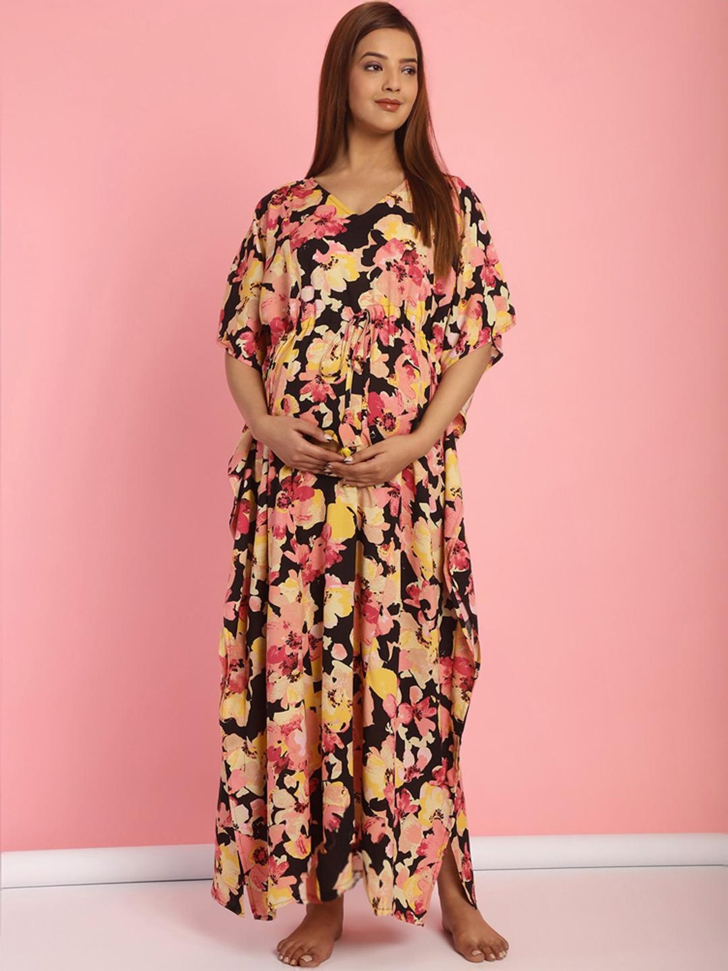 Secret Wish Multicolored Printed Maternity Kaftan