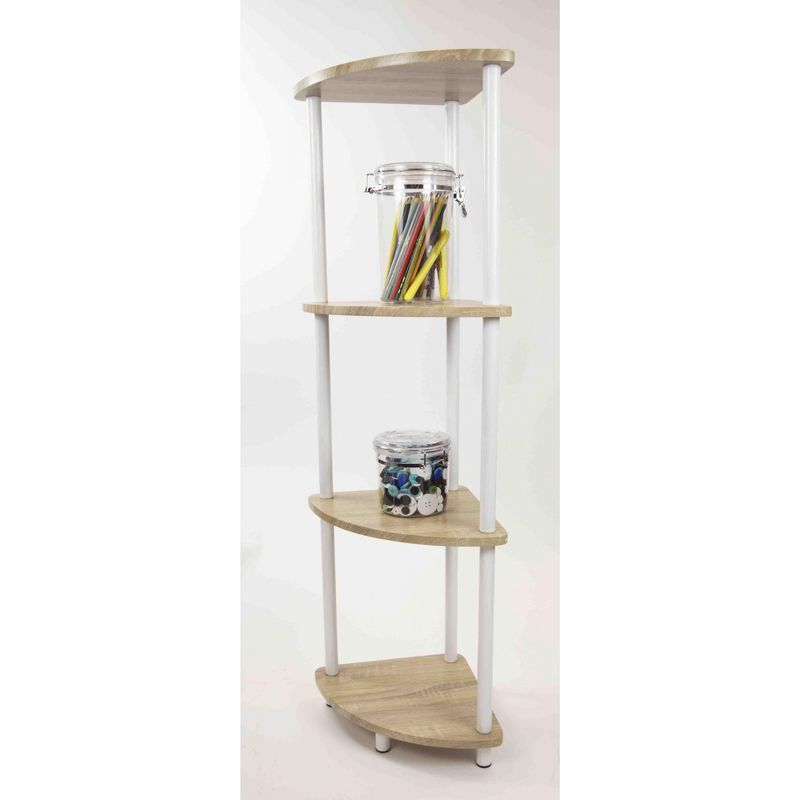 Home Basics Pine Wood 4 Tier Arc Corner Shelf, Natural