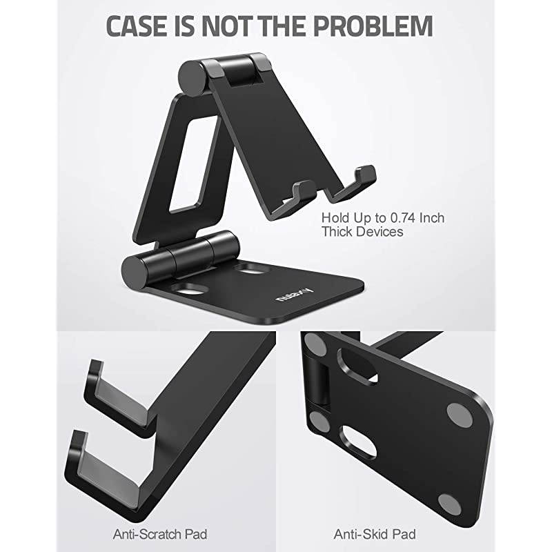 A4 Cell Phone Stand Fully Foldable Adjustable Desktop Phone Holder Cradle Dock Compatible with Phone 11 Pro Xs Xs Max Xr X 8 iPad Mini Nintendo Switch Tablets 710 All Phones