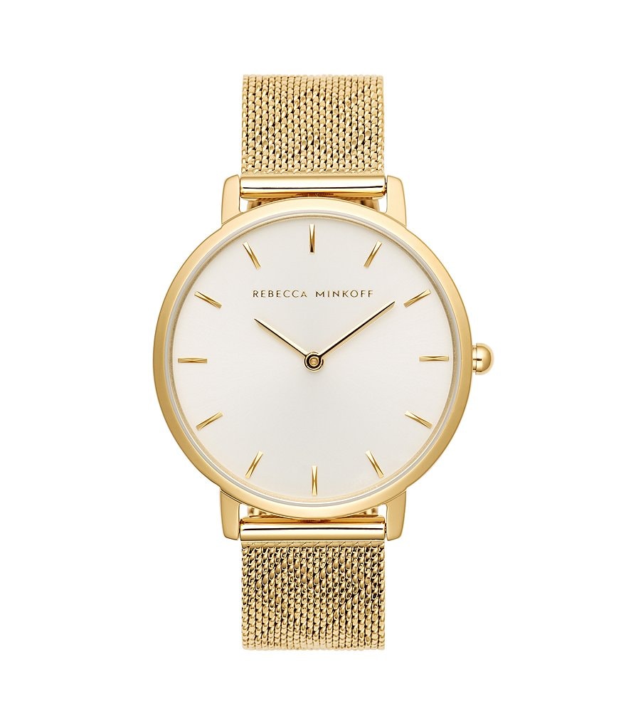 REBECCA MINKOFF Major Gold Tone Pressed Mesh Watch