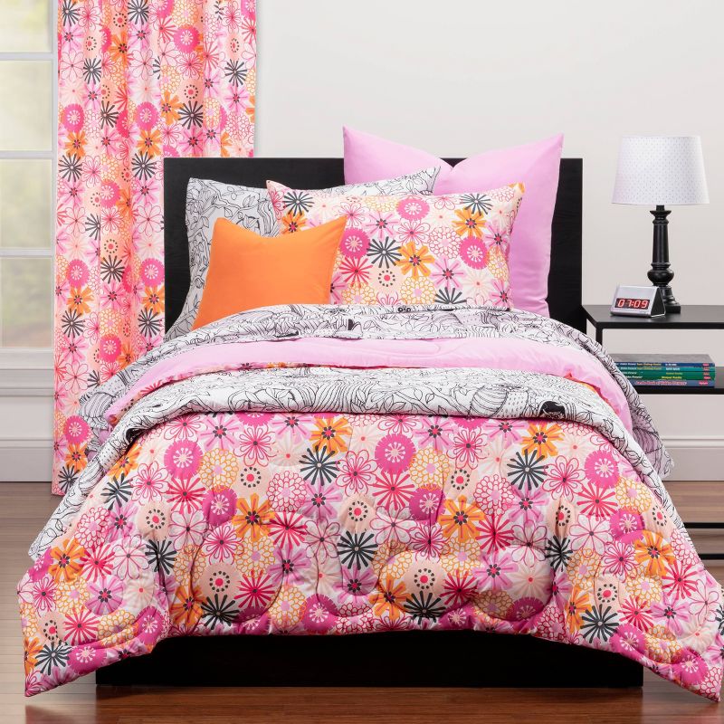 Crayola Pointillist Pansy Curtain Panel