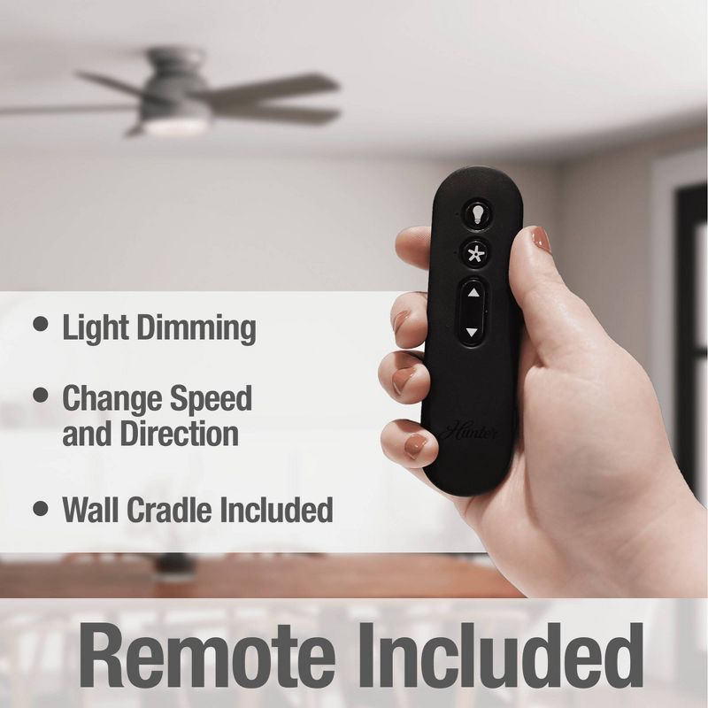 54" Romulus Low Profile Ceiling Fan with Remote Silver (Includes LED Light Bulb) - Hunter Fan