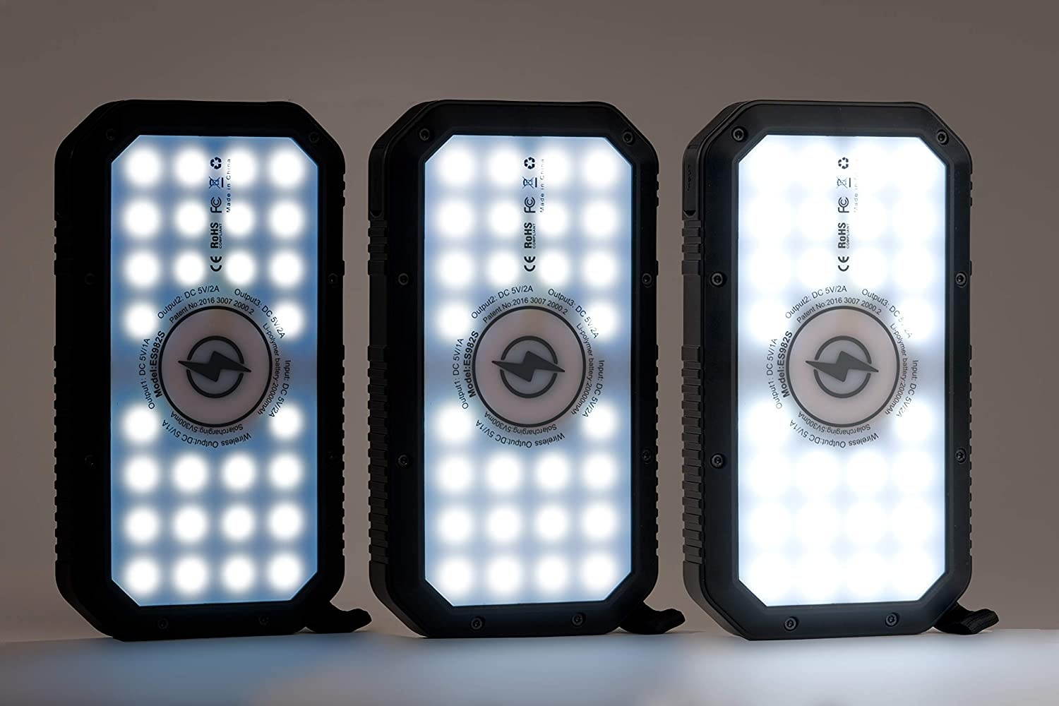 Solar Power Bank Portable Charger ?C Rugged Water-Resistant Solar Charger Power Bank w/Wireless Charger Pad 3 Fast-Charging USB Ports ?C 20000mAh Portable Power Bank w/ 72-Hour Bright LED Flashlight