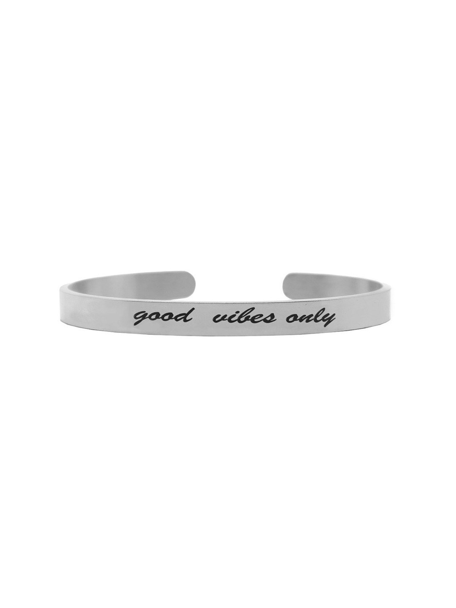 Joker & Witch Silver Good Vibes Only Mantra Flexible fit Bracelet
