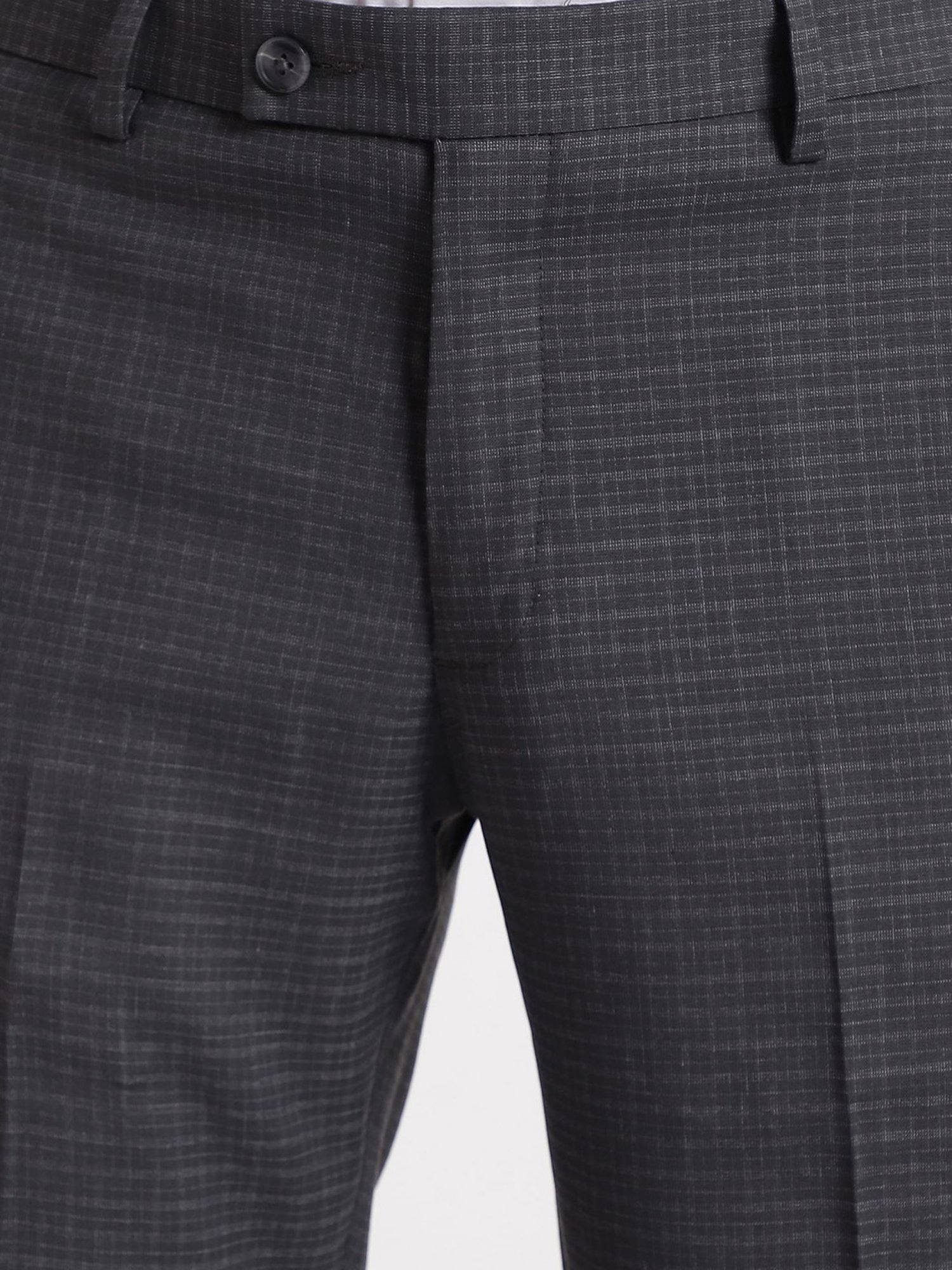 Arrow Grey Regular Fit Checks Trousers