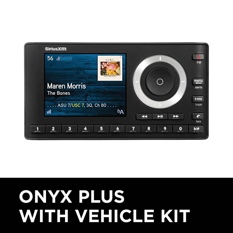 SXPL1V1 Onyx Plus Satellite Radio with Vehicle Kit with Free 3 Months Satellite and Streaming Service Onyx Plus with Vehicle Kit Bundle with Tram 7743 Satellite Radio MirrorMount Antenna