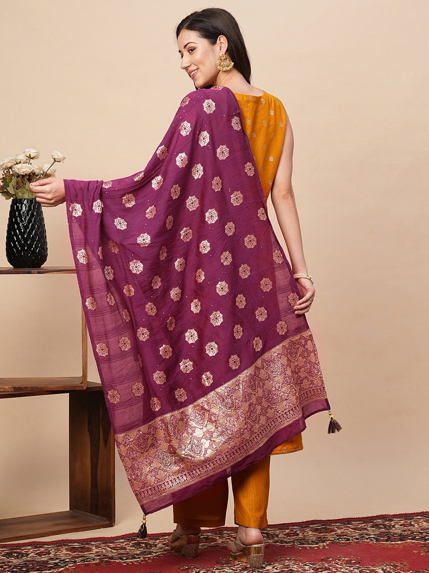 Stylum Red Plain Dupatta