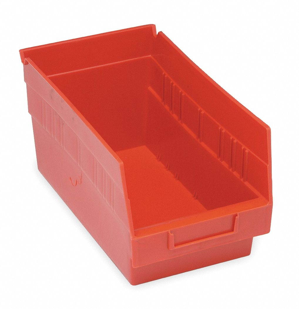 QUANTUM STORAGE SYSTEMS QSB202RD Red Shelf Bin, 11-5/8"L x 6-5/8"W x 6"H