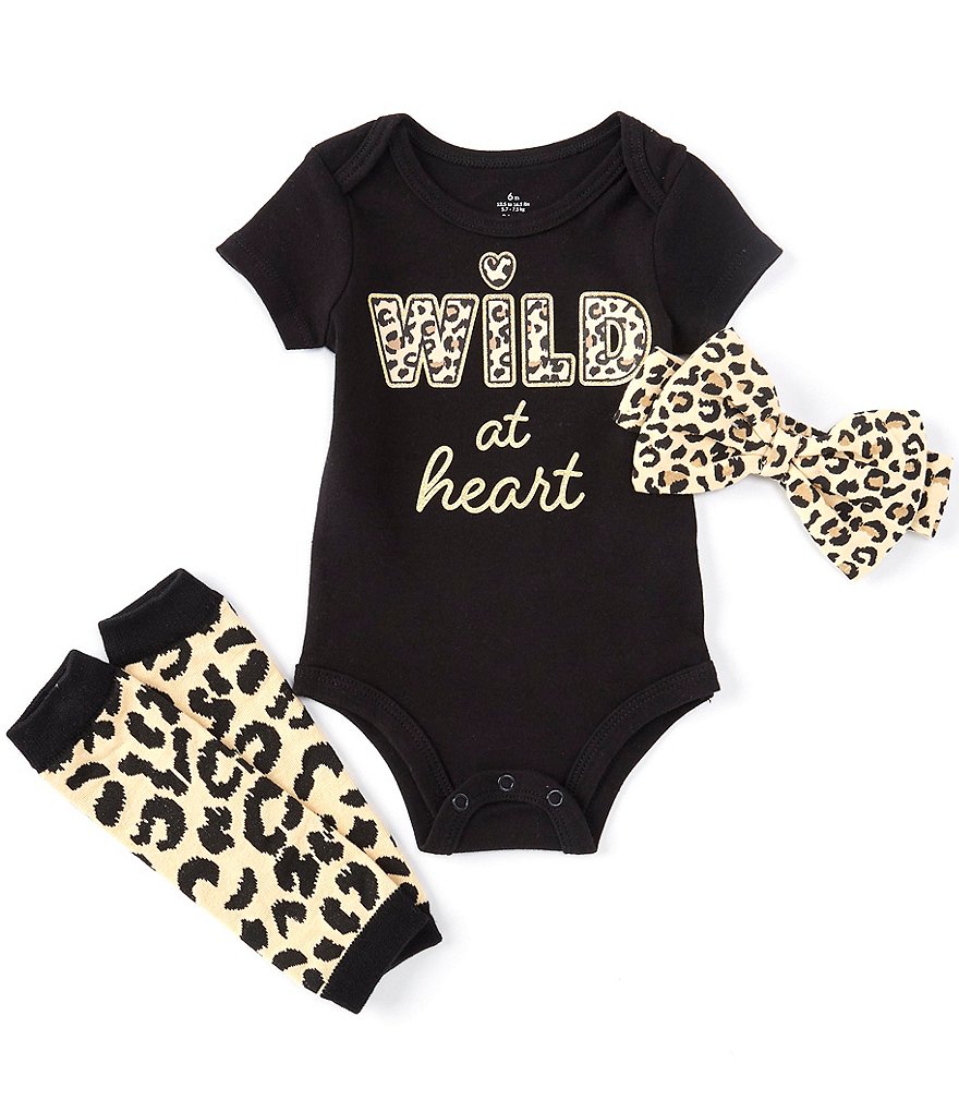 Baby Starters Baby Girls 3-12 Months Short Sleeve Wild at Heart 3-Piece Set