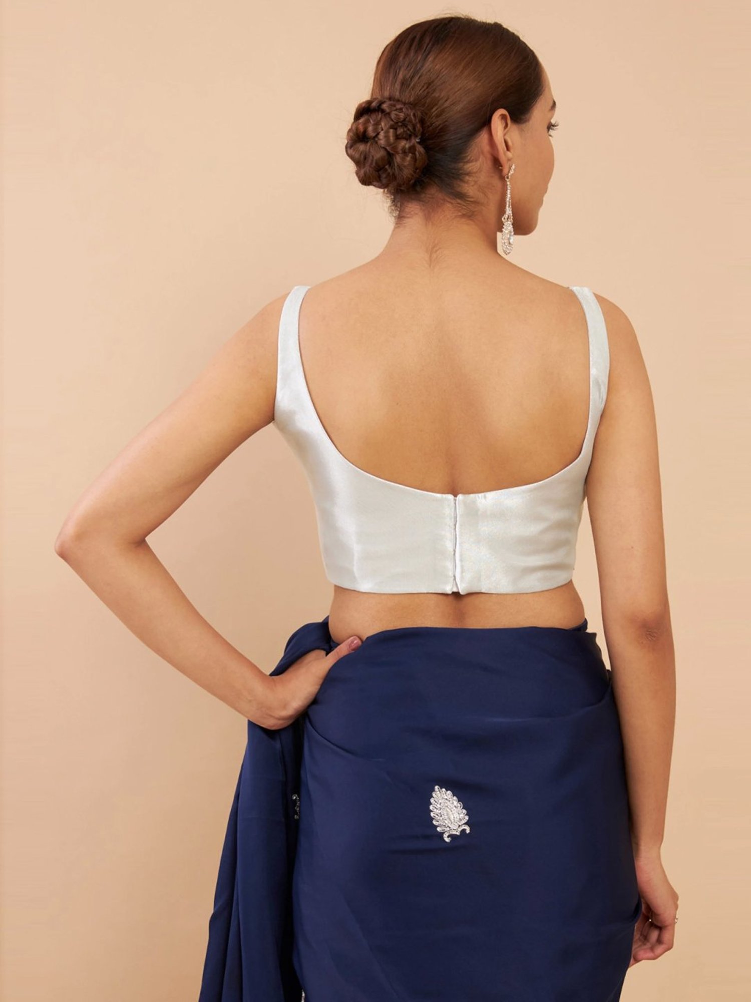 Soch Silver Plain Readymade Blouse