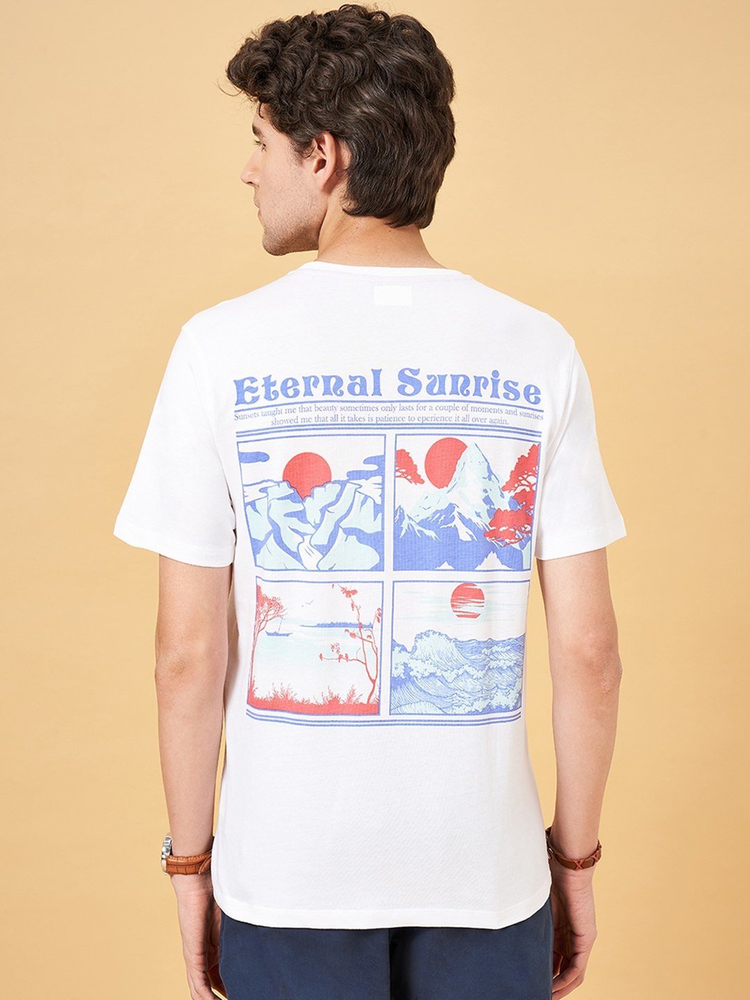 Urban Ranger by Pantaloons Gardenia Cotton Slim Fit Printed T-Shirt