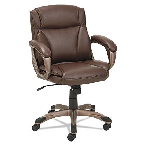 Alera Veon Series Low-Back Leather Task Chair w/Coil Spring Cushion, Brown