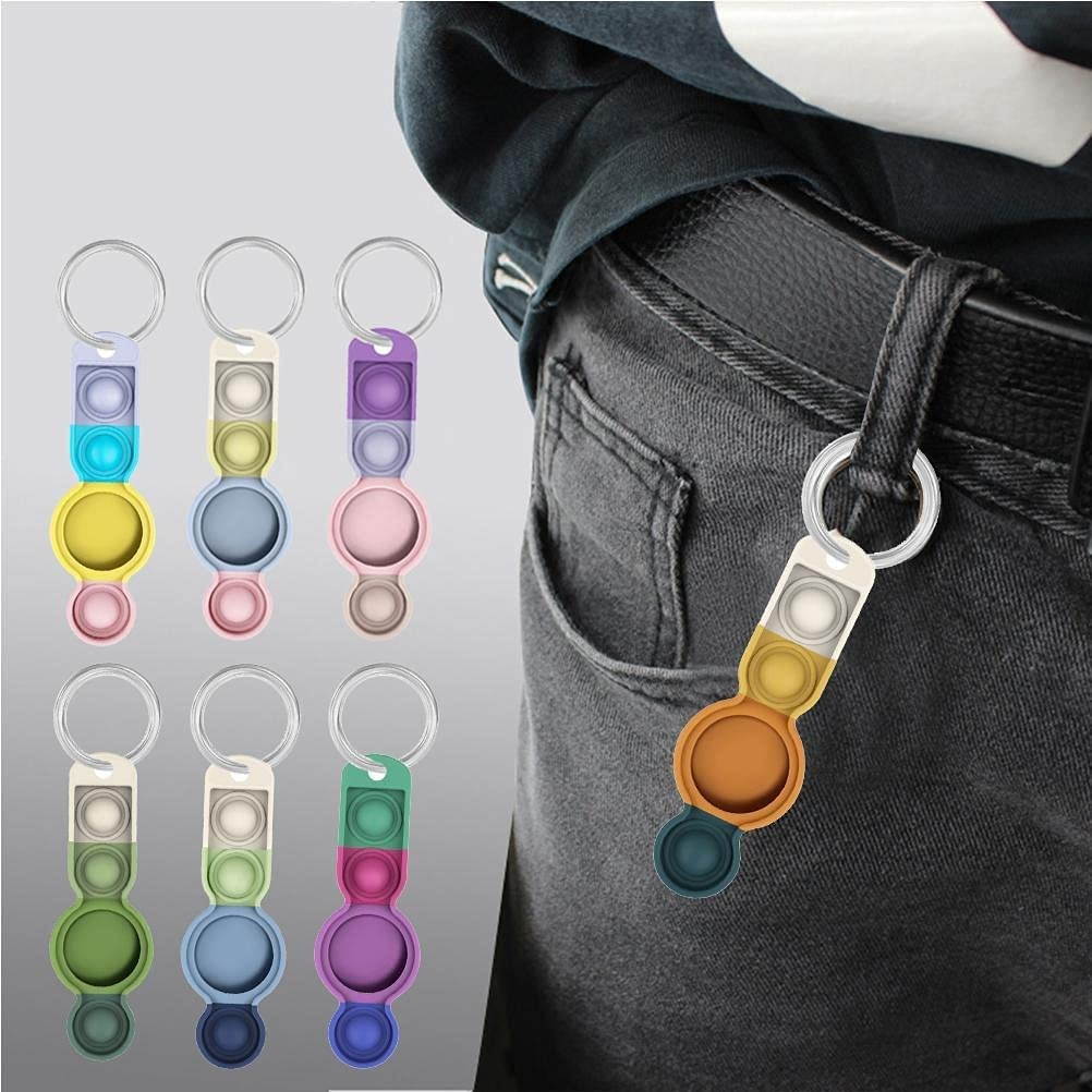 Qinhin Protective Case Compatible for Airtag Locator Tracker Silicone Anti-Lost,Sensory Toys Set,Push Bubble Fidget Pack Stress Release Protective Case for Tracking Locator(M-Blue Purple)