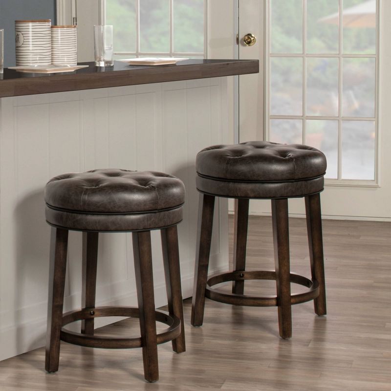 25.5" Krauss Wood Backless Swivel Counter Height Barstool Charcoal Gray - Hillsdale Furniture