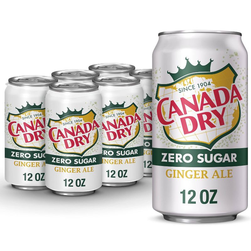 Canada Dry Zero Sugar Ginger Ale Soda - 6pk/12 fl oz Cans