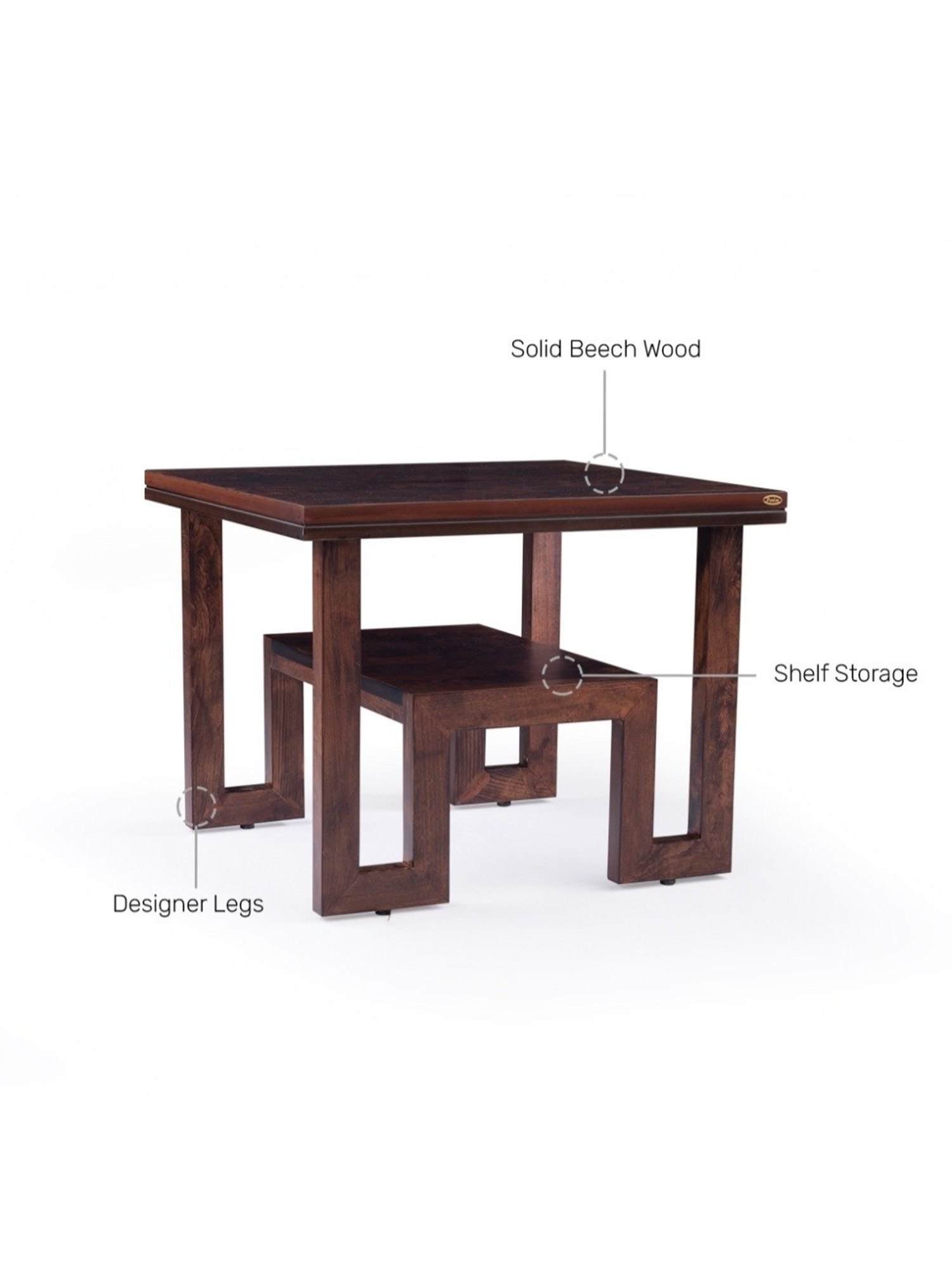 Durian Carlos Walnut Brown Veneer & Solid Wood Side & End Table in Walnut Finish