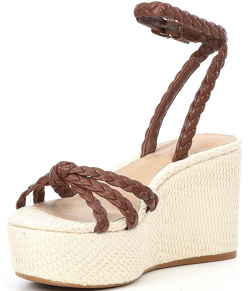 Antonio Melani Lorinna Leather Woven Ankle Strap Wedges
