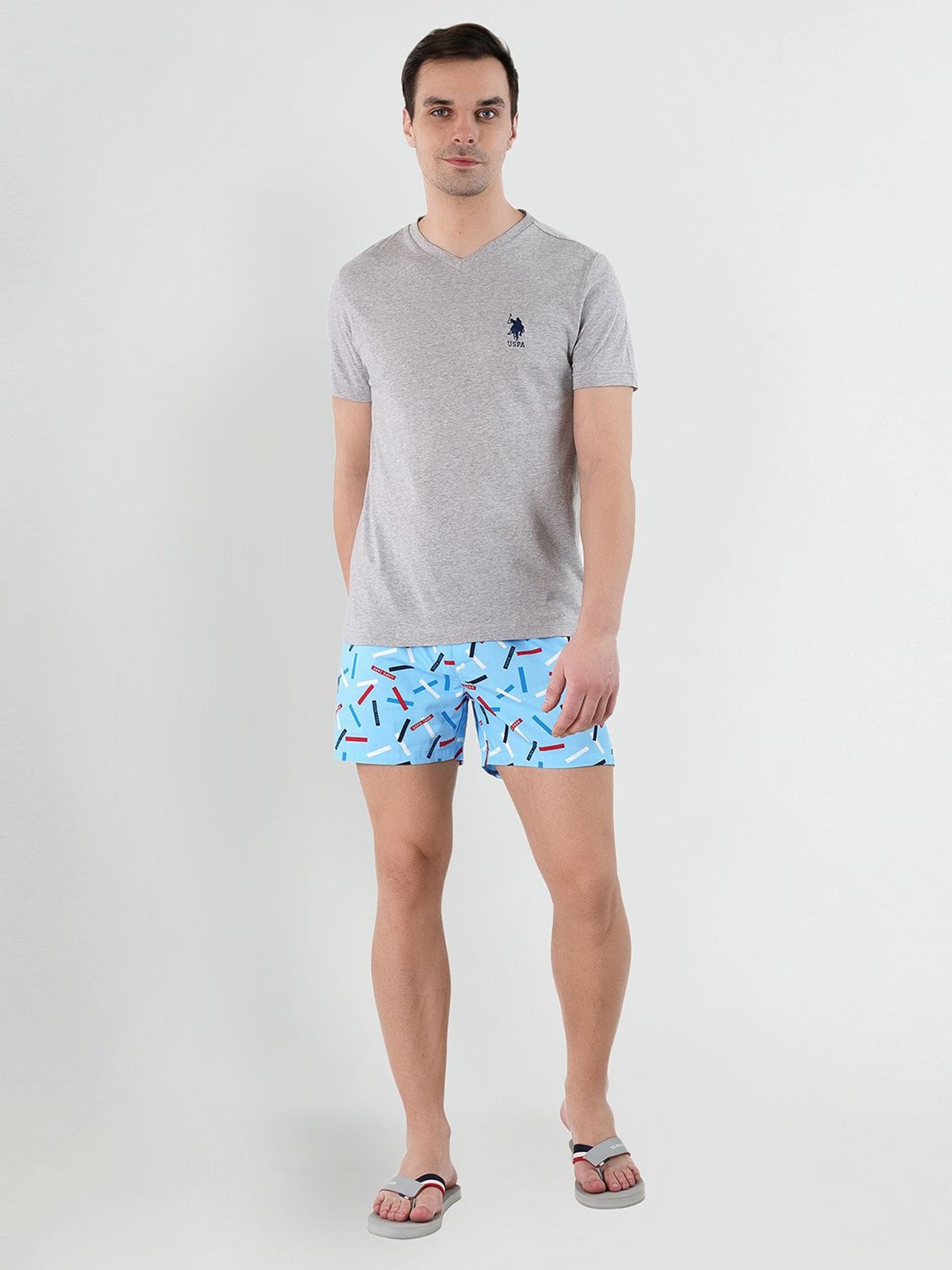 U.S. Polo Assn. Sky Blue Printed Cotton Boxers