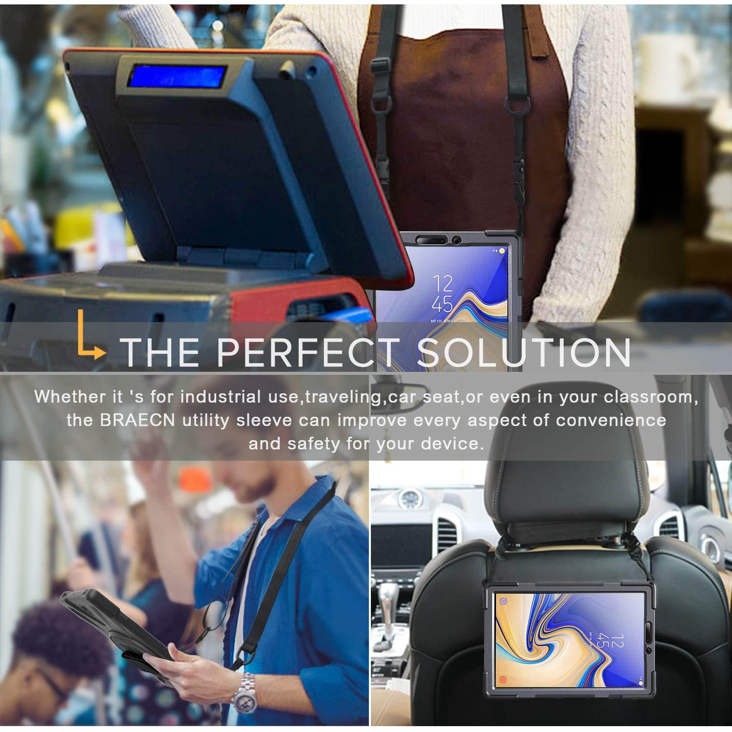 Galaxy Tab S4 10.5 2018 Case,BRAECNstock Heavy Duty Full-Body Protective Case with 360 Degree Stand/Hand Strap/Shoulder Strap for Samsung Galaxy Tab S4 10.5 (2018) SM-T830/T835/T837 Tablet (Black)