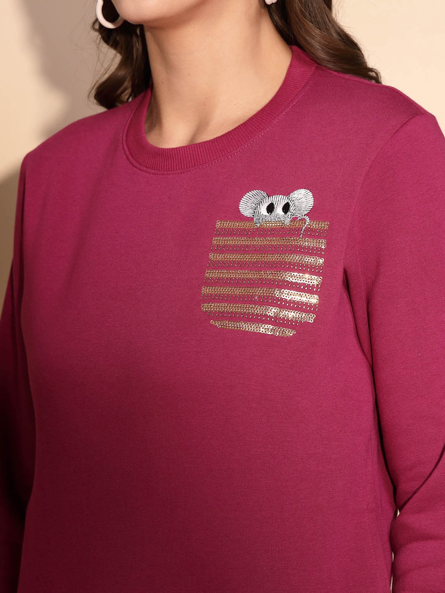 Global Republic Purple Embellished Sweatshirt