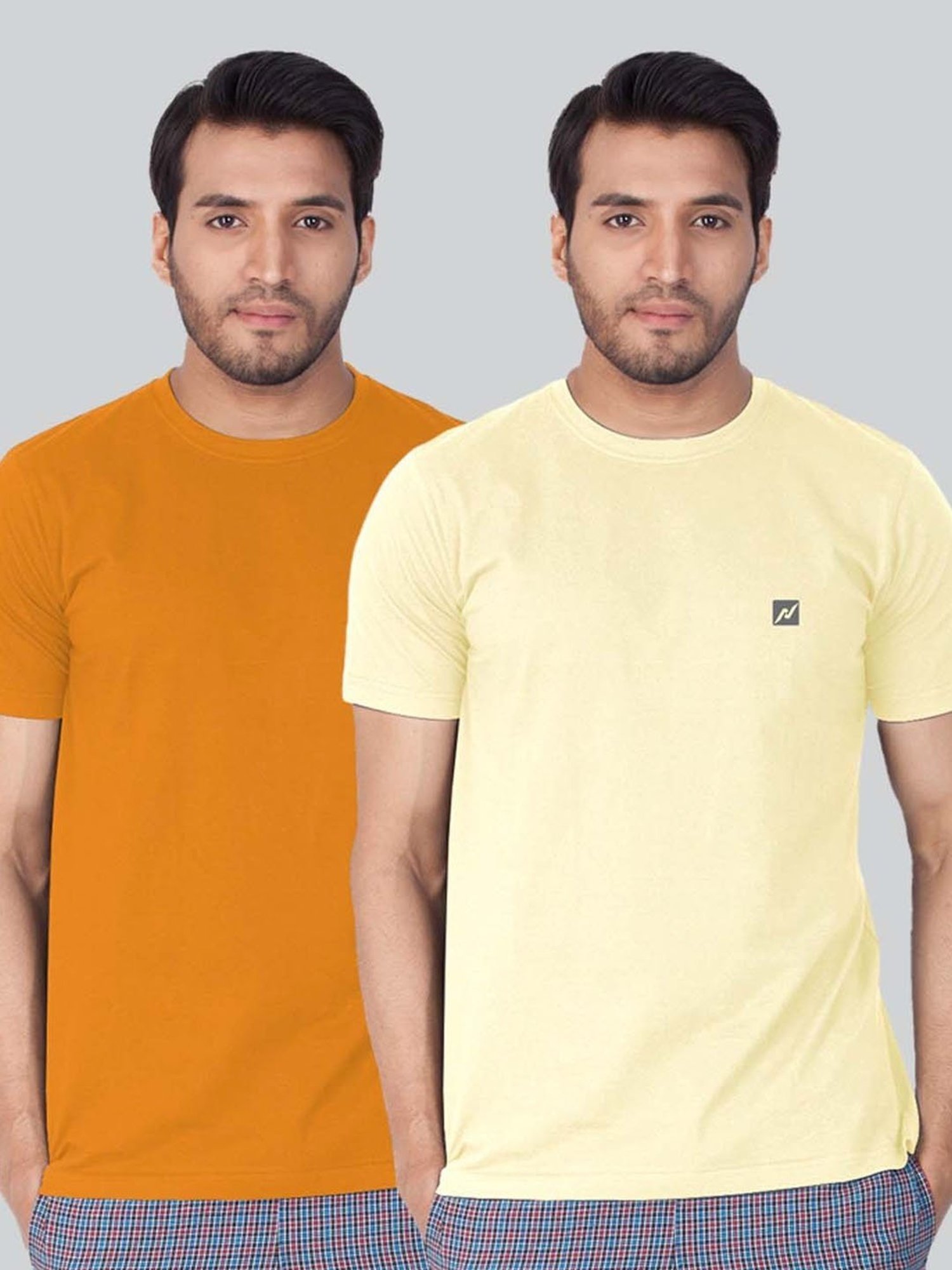 Lux Nitro Orange & Yellow Regular Fit T-Shirt Pack of - 2