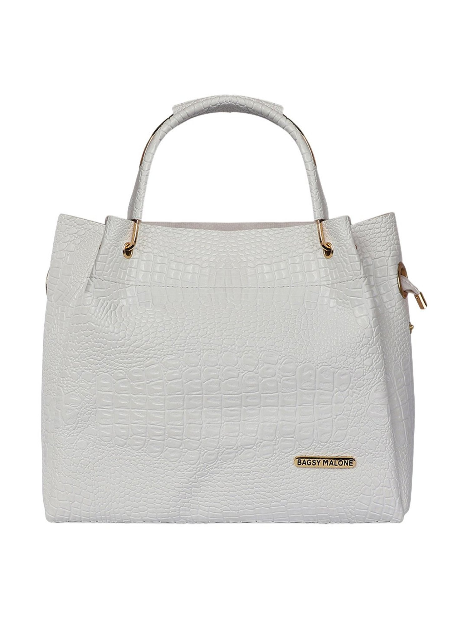 Bagsy Malone Croco White Animal Effect Medium Satchel Handbag - Set of 3