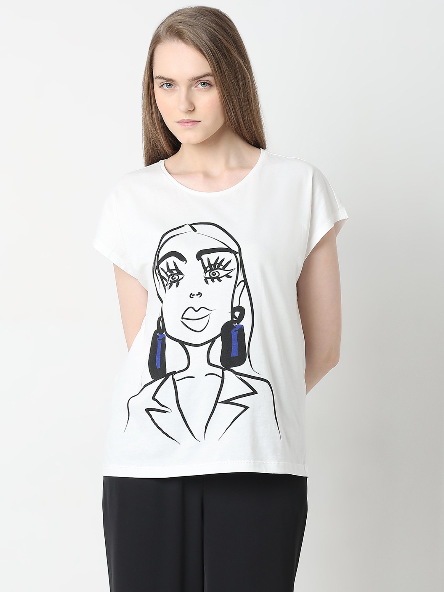 Vero Moda Snow White Cotton Printed Top