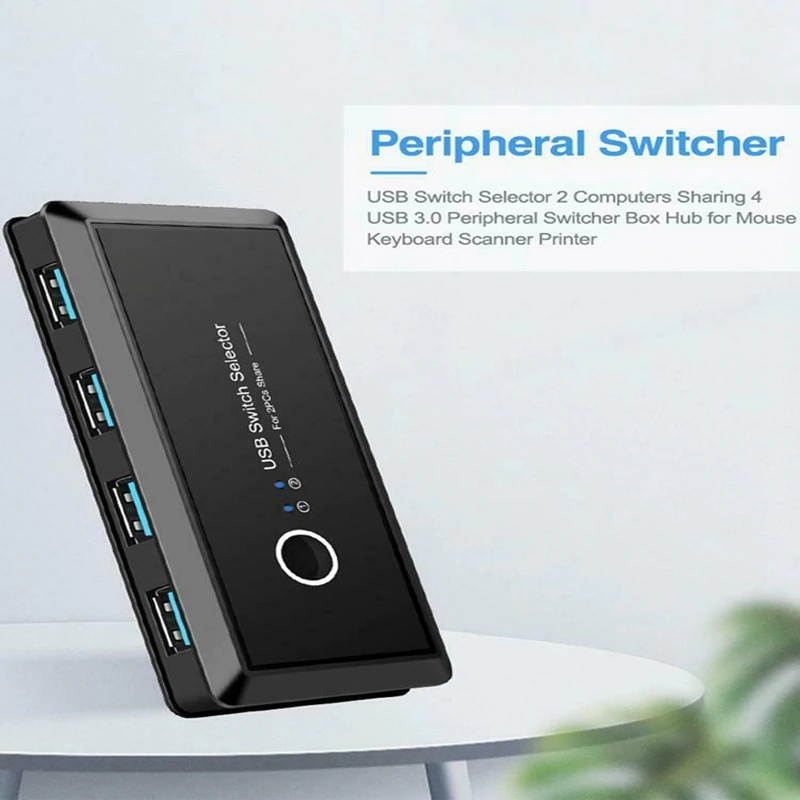 Switch Box USB 3.0 Switcher 2 Port PCs Sharing 4 USB Devices for Keyboard Printer Monitor USB Switch