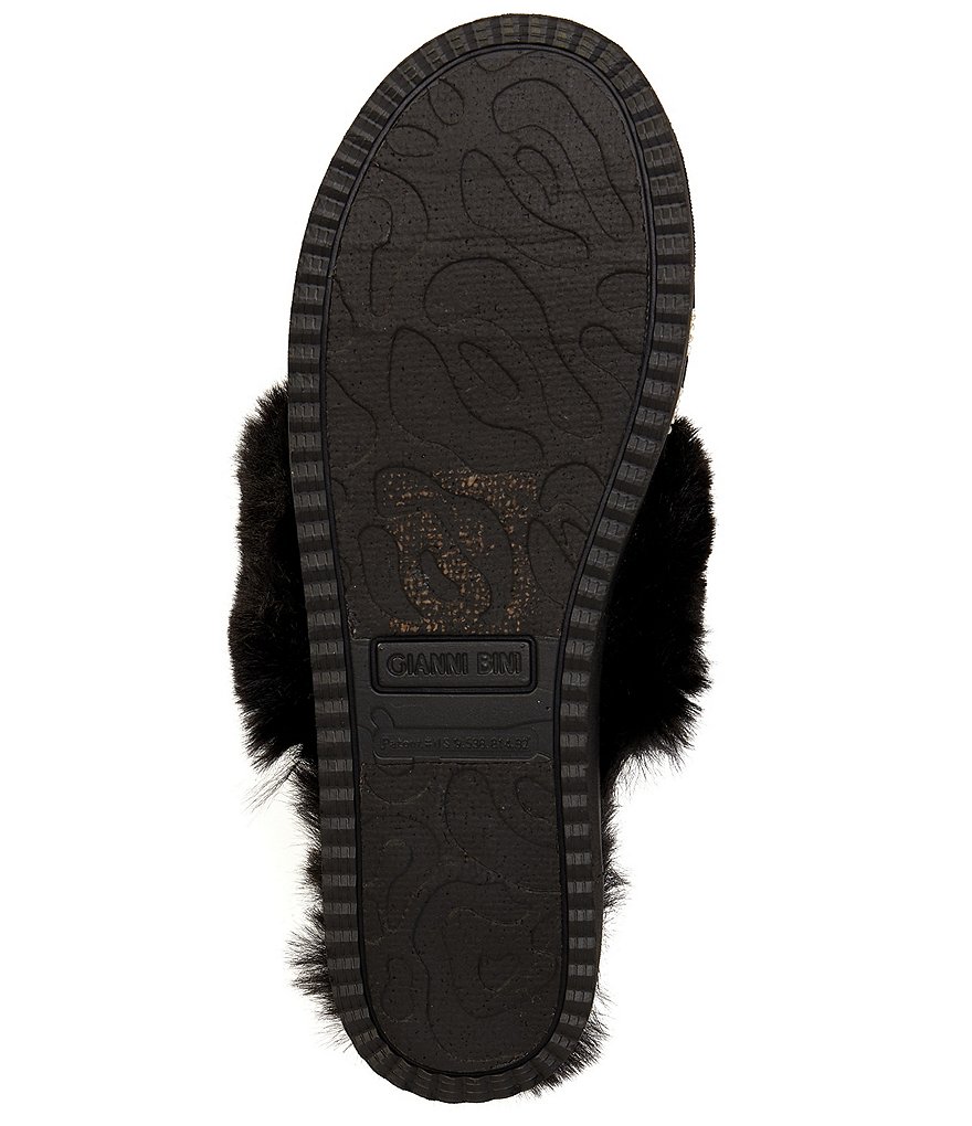 Gianni Bini Comfiee Leopard Print Rhinestone Embellished Faux Fur Slippers