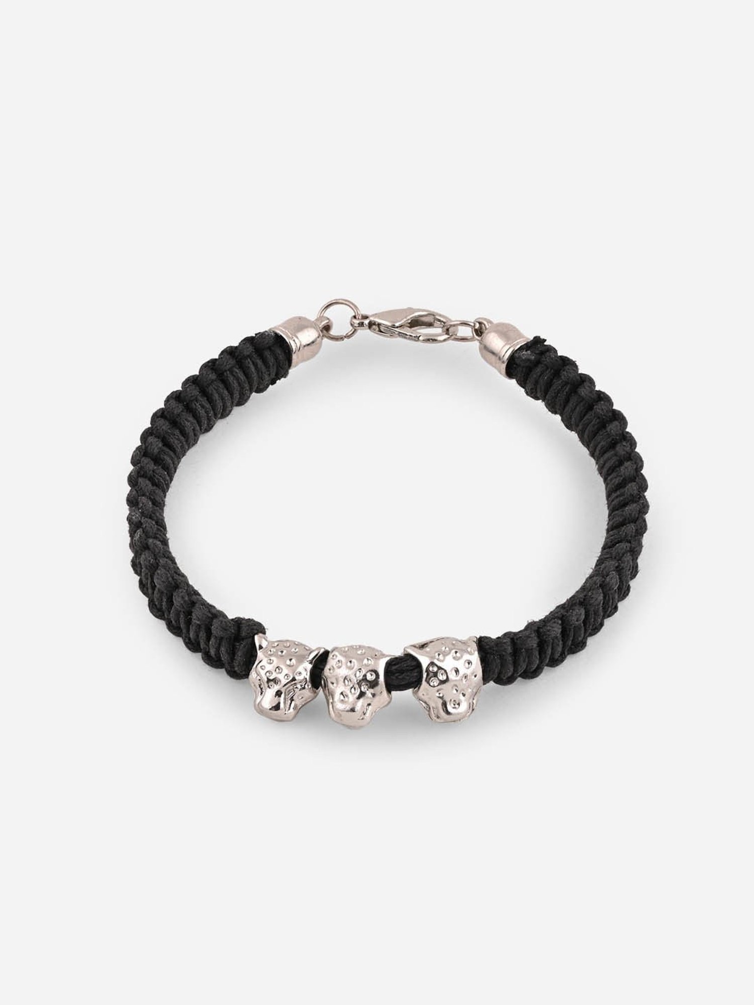 The Bro Code Set of 3 Black Beaded Metal and Skull Bracelet for Men