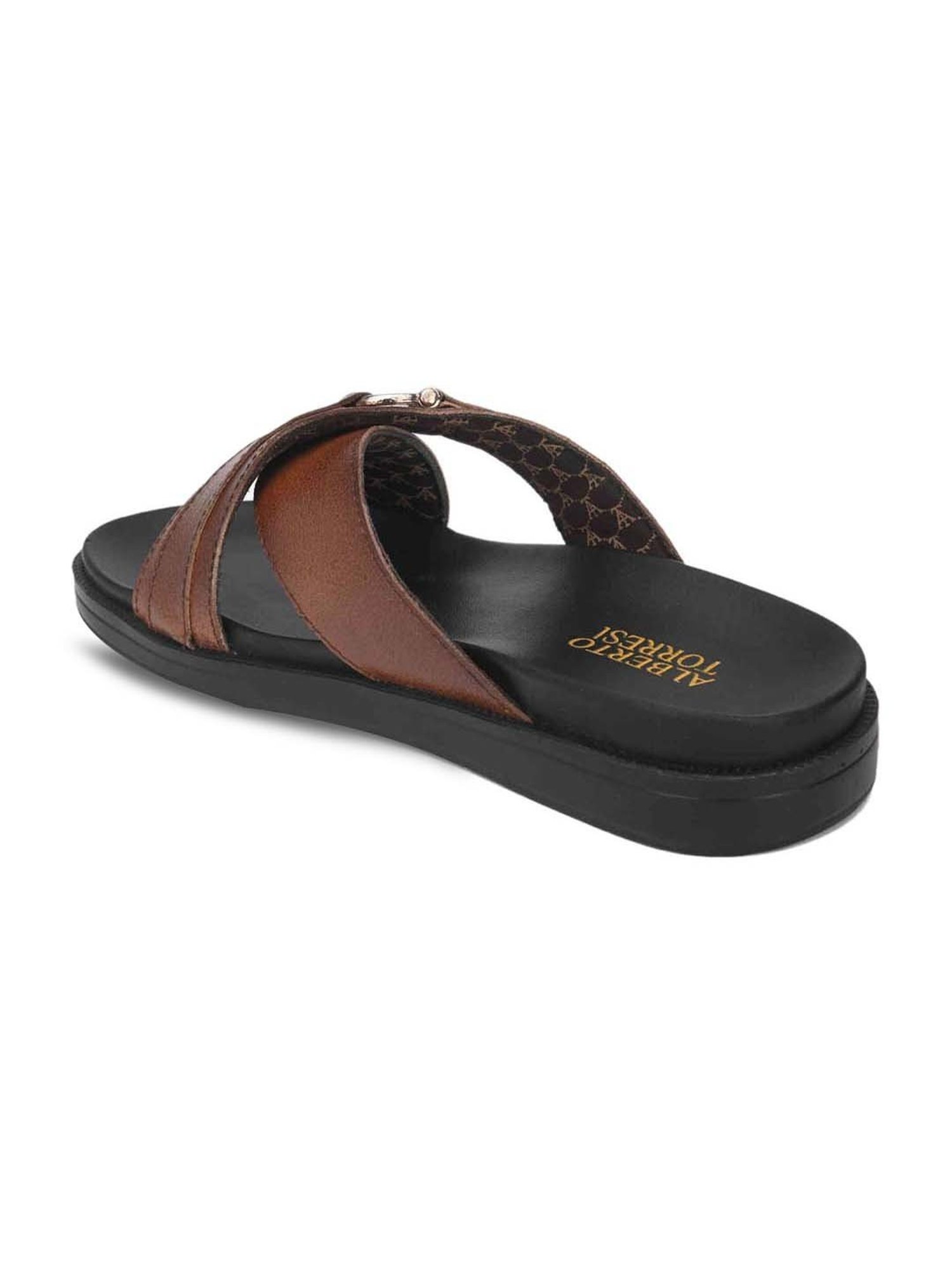 Alberto Torresi Men's Tan Cross Strap Sandals