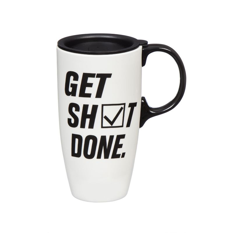 Evergreen Cypress Home Get Shit Done Ceramic Travel Coffee Mug, 17 ounces
