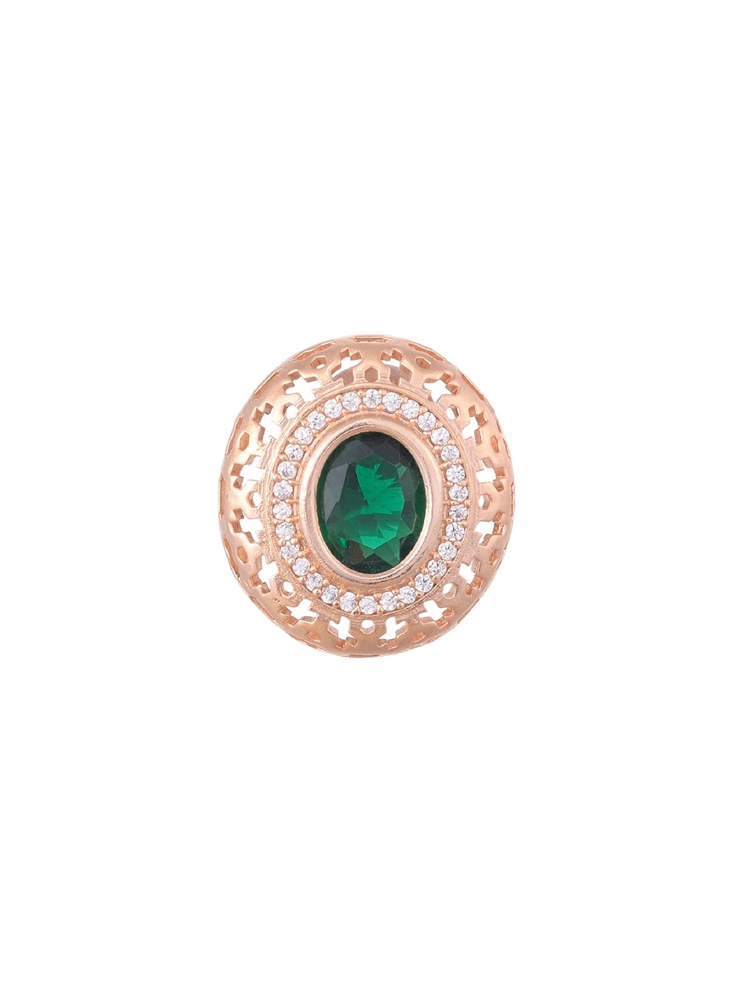 Saraf RS Jewellery Studs Rose gold AD tops Green small earrings