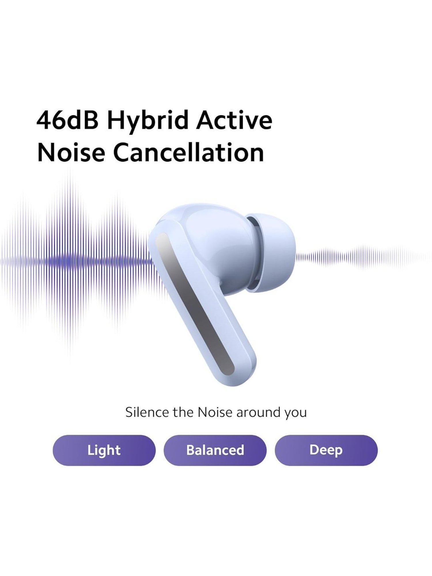 Redmi Buds 5 In Ear BT Earbuds with Upto 46dB Hybrid Noise Cancellation (Fusion Purple, TWS)