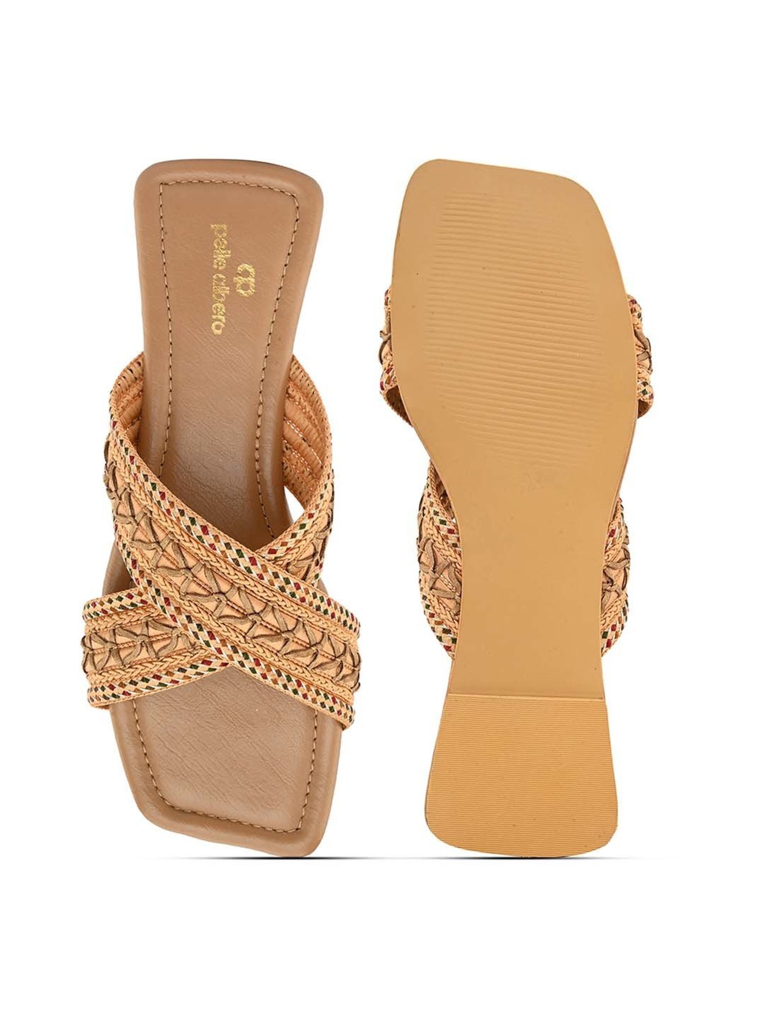 Pelle Albero Women's Beige Cross Strap Sandals